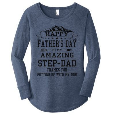 Happy Fathers Day StepDad For Dad Daddy Stepfather Gift Women's Perfect Tri Tunic Long Sleeve Shirt