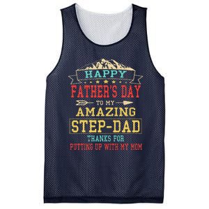 Happy Fathers Day StepDad For Dad Daddy Stepfather Mesh Reversible Basketball Jersey Tank