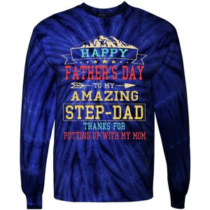 Happy Fathers Day StepDad For Dad Daddy Stepfather Tie-Dye Long Sleeve Shirt