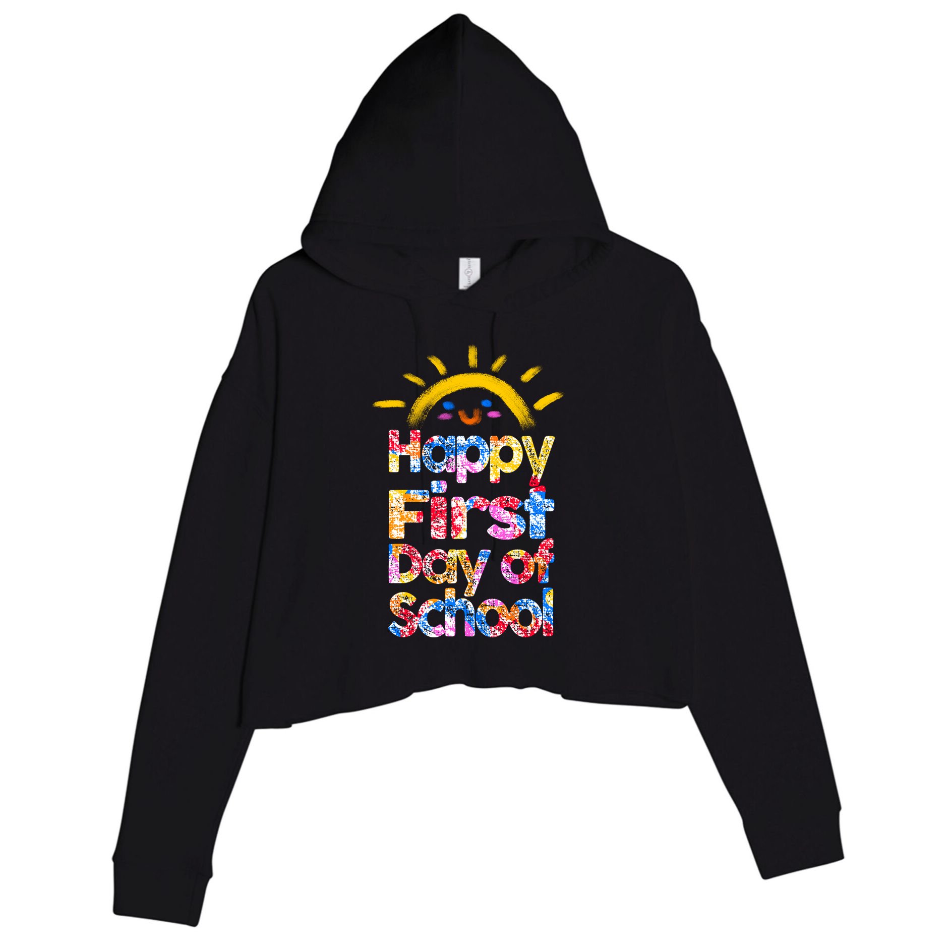 Cute Sun Happy First Day Of School Crop Fleece Hoodie
