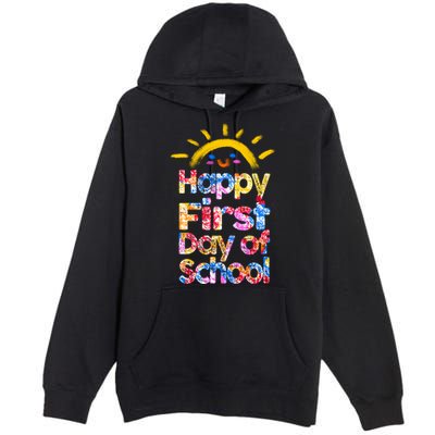 Cute Sun Happy First Day Of School Premium Pullover Hoodie
