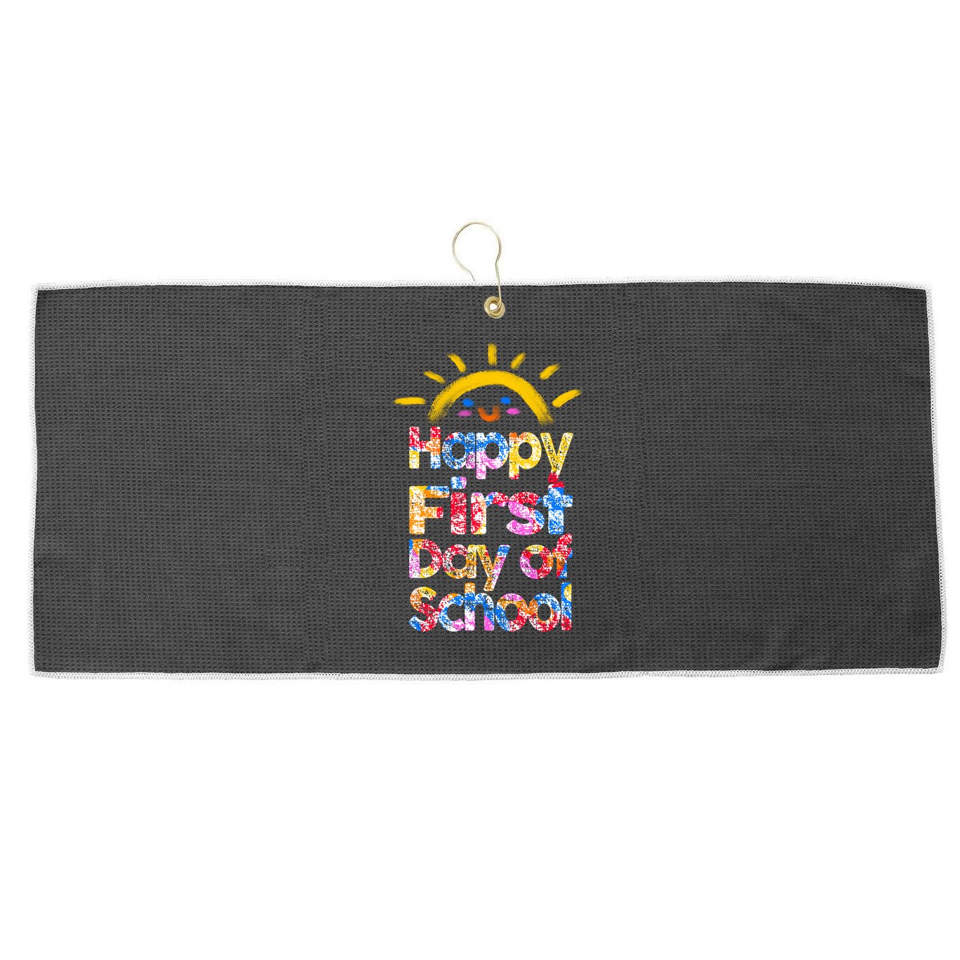 Cute Sun Happy First Day Of School Large Microfiber Waffle Golf Towel