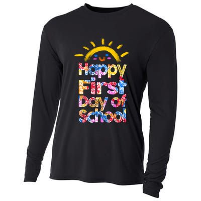 Cute Sun Happy First Day Of School Cooling Performance Long Sleeve Crew