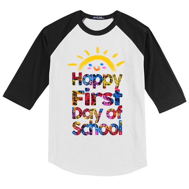 Cute Sun Happy First Day Of School Kids Colorblock Raglan Jersey