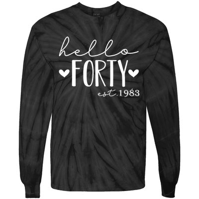 Hello Forty Est 1983 40 Years Old 40th Birthday For gift Tie-Dye Long Sleeve Shirt