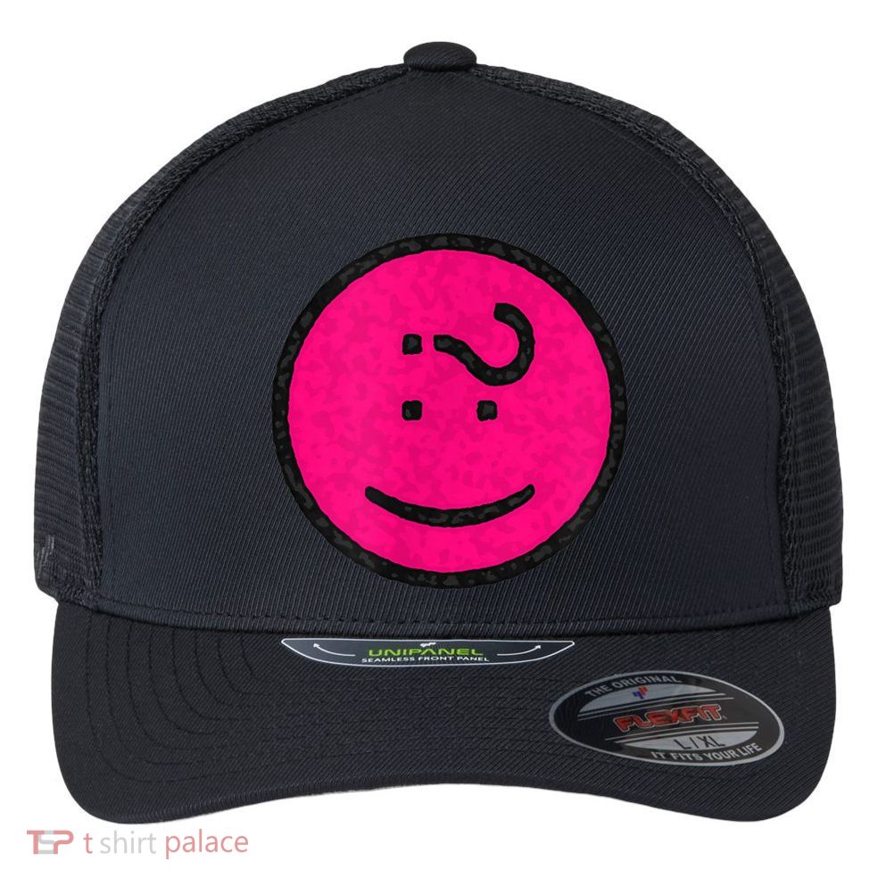 Happy Face Emoticon Funny Graphic for Teens Flexfit Unipanel Trucker Cap