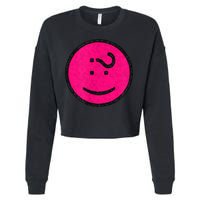 Happy Face Emoticon Funny Graphic for Teens Cropped Pullover Crew