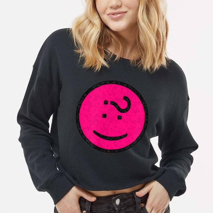 Happy Face Emoticon Funny Graphic for Teens Cropped Pullover Crew