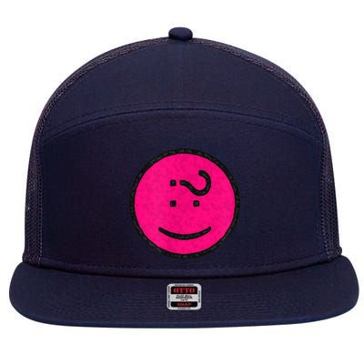 Happy Face Emoticon Funny Graphic for Teens 7 Panel Mesh Trucker Snapback Hat