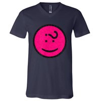 Happy Face Emoticon Funny Graphic for Teens V-Neck T-Shirt