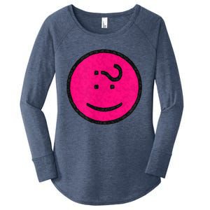 Happy Face Emoticon Funny Graphic for Teens Women's Perfect Tri Tunic Long Sleeve Shirt