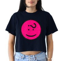 Happy Face Emoticon Funny Graphic for Teens Crop Top