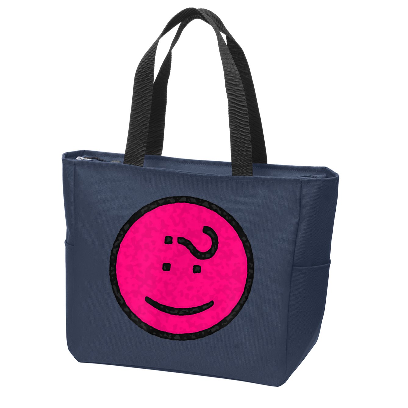 Happy Face Emoticon Funny Graphic for Teens Zip Tote Bag