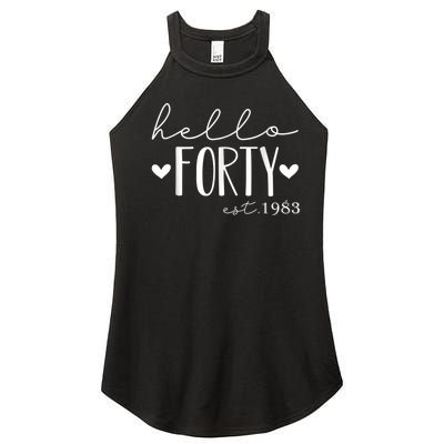 Hello Forty Est 1983 40 Years Old 40th Birthday for Wom.e.n Women’s Perfect Tri Rocker Tank