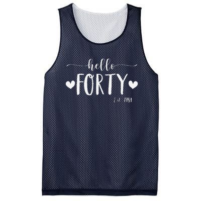 Hello Forty Est 1984 40 Years Old 40th Birthday Mesh Reversible Basketball Jersey Tank