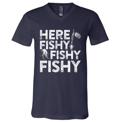 Here Fishy Fishy Fishy Hoodie Fisherman Gift V-Neck T-Shirt