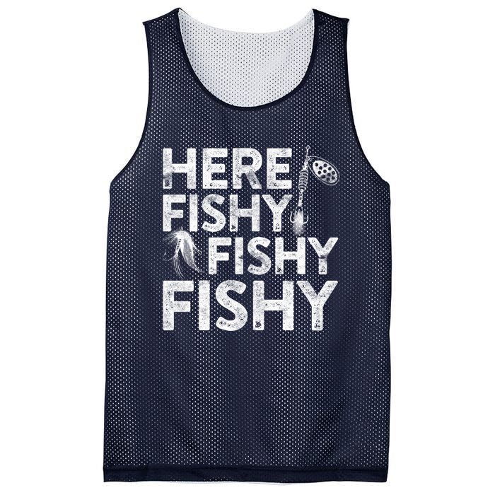 Here Fishy Fishy Fishy Hoodie Fisherman Gift Mesh Reversible Basketball Jersey Tank