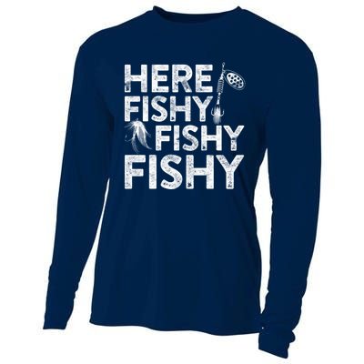 Here Fishy Fishy Fishy Hoodie Fisherman Gift Cooling Performance Long Sleeve Crew