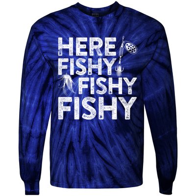 Here Fishy Fishy Fishy Hoodie Fisherman Gift Tie-Dye Long Sleeve Shirt