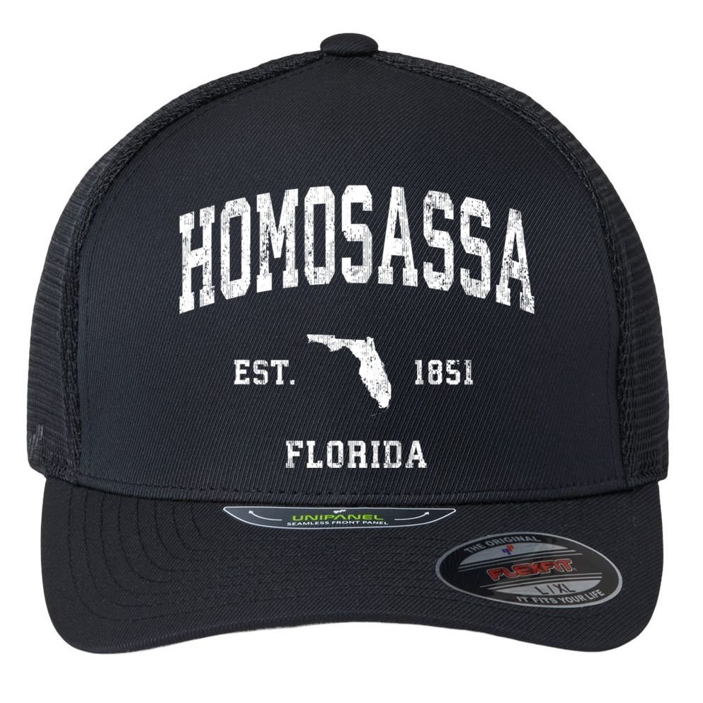 Homosassa Florida Fl Vintage Athletic Flexfit Unipanel Trucker Cap