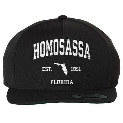 Homosassa Florida Fl Vintage Athletic Wool Snapback Cap