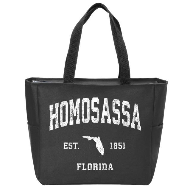 Homosassa Florida Fl Vintage Athletic Zip Tote Bag