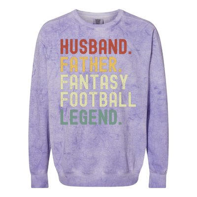 Husband Father Fantasy Football Legend Funny Husband Dad Funny Draft Fathers Colorblast Crewneck Sweatshirt