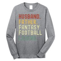 Husband Father Fantasy Football Legend Funny Husband Dad Funny Draft Fathers Long Sleeve Shirt