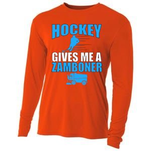 Hockey Fan Funny Gift Hockey Gives Me A Zamboner Funny Hockey Cool Gift Cooling Performance Long Sleeve Crew