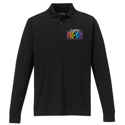 Happy Friyay Friday Funny Teacher Friyay Teacher Performance Long Sleeve Polo