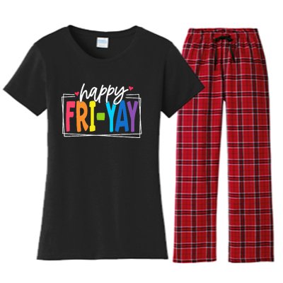 Happy Friyay Friday Funny Teacher Friyay Teacher Women's Flannel Pajama Set