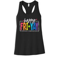 Happy Friyay Friday Funny Teacher Friyay Teacher Women's Racerback Tank