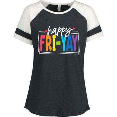 Happy Friyay Friday Funny Teacher Friyay Teacher Enza Ladies Jersey Colorblock Tee