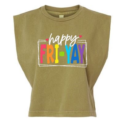 Happy Friyay Friday Funny Teacher Friyay Teacher Garment-Dyed Women's Muscle Tee