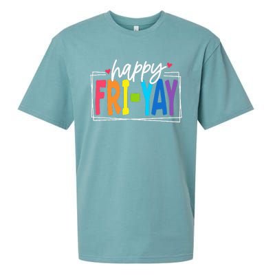 Happy Friyay Friday Funny Teacher Friyay Teacher Sueded Cloud Jersey T-Shirt