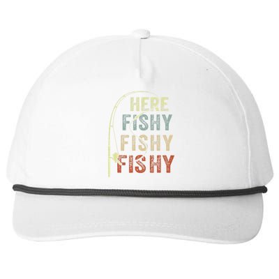 Here Fishy Fishing Bass Dad Women Kids Funny Snapback Five-Panel Rope Hat