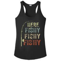 Here Fishy Fishing Bass Dad Women Kids Funny Ladies PosiCharge Competitor Racerback Tank