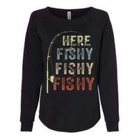 Here Fishy Fishing Bass Dad Women Kids Funny Womens California Wash Sweatshirt