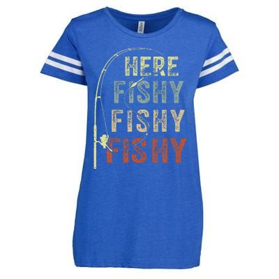 Here Fishy Fishing Bass Dad Women Kids Funny Enza Ladies Jersey Football T-Shirt