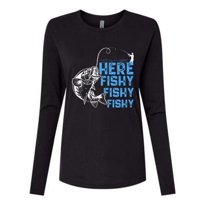 Here Fishy Funny Fishkeeping Aquarist Aquarium Graphic Womens Cotton Relaxed Long Sleeve T-Shirt