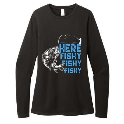 Here Fishy Funny Fishkeeping Aquarist Aquarium Graphic Womens CVC Long Sleeve Shirt