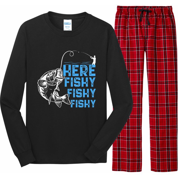 Here Fishy Funny Fishkeeping Aquarist Aquarium Graphic Long Sleeve Pajama Set