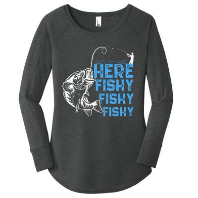 Here Fishy Funny Fishkeeping Aquarist Aquarium Graphic Women's Perfect Tri Tunic Long Sleeve Shirt