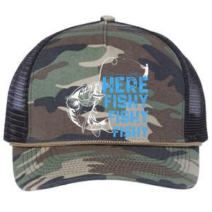 Here Fishy Funny Fishkeeping Aquarist Aquarium Graphic Retro Rope Trucker Hat Cap