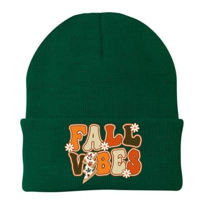 Hello Fall Floral Retro Vibes Knit Cap Winter Beanie