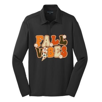 Hello Fall Floral Retro Vibes Silk Touch Performance Long Sleeve Polo