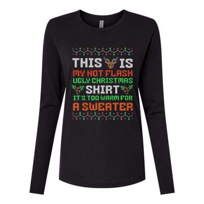 Hot Flash Funny Ugly Christmas Sweaters  Menopause Womens Cotton Relaxed Long Sleeve T-Shirt