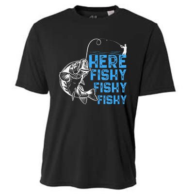 Here Fishy Funny Fishkeeping Aquarist Aquarium Graphic Cooling Performance Crew T-Shirt