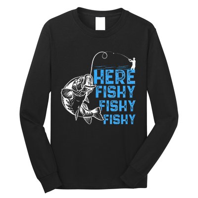 Here Fishy Funny Fishkeeping Aquarist Aquarium Graphic Long Sleeve Shirt