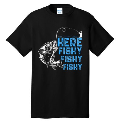 Here Fishy Funny Fishkeeping Aquarist Aquarium Graphic Tall T-Shirt